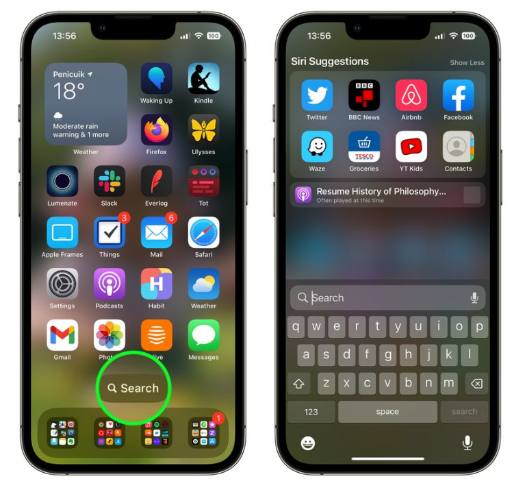界首苹果手机维修分享升级到 iOS 16 后，如何删除主屏幕上的搜索按钮 