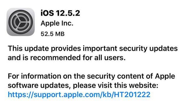 界首苹果手机维修分享iOS12.5.2发布，建议所有老苹果用户安装 